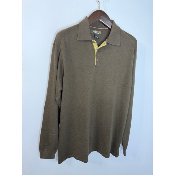 Tommy Bahama Silk Cashmere Polo Sweater Long Sleeve Brown Sz M Preppy - Picture 3 of 8